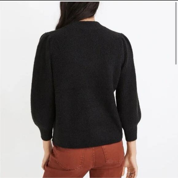Madewell Eaton Puff Sleeve Pullover Sweater Black- XXS - Picture 3 of 8